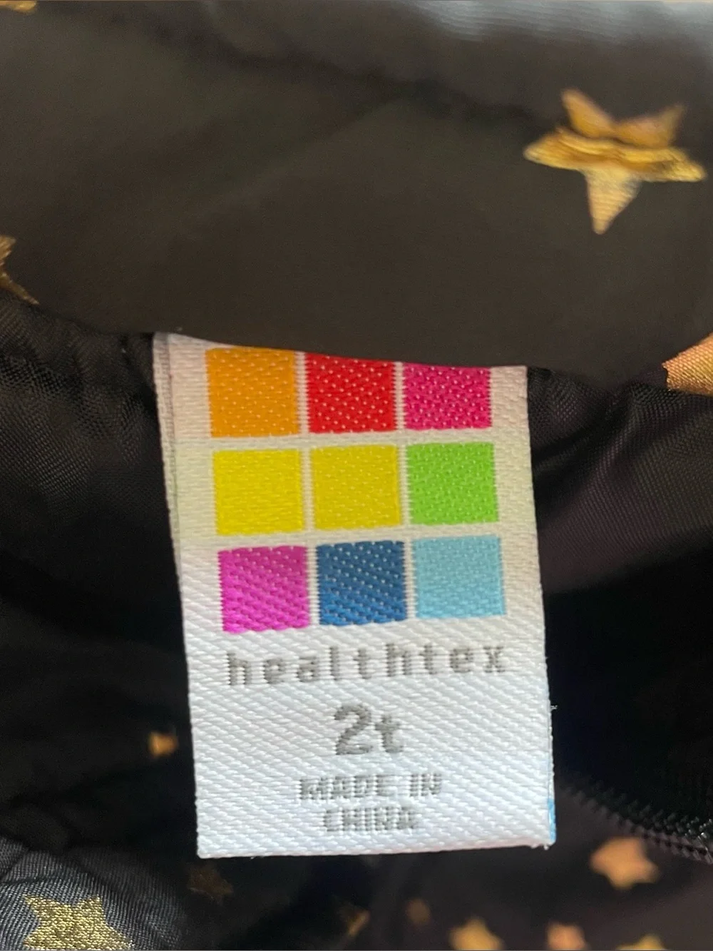 Healthtex Girls 2T Black Puffer Vest Metallic Gold Star Print